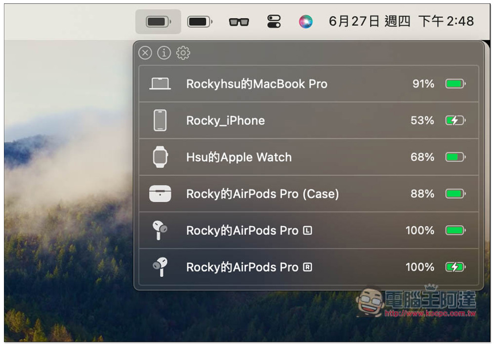 AirBattery 在 Mac 選單列中即時查看 iPhone、iPad、AirPods、Apple Watch 的電量狀況 - 電腦王阿達 AirBattery 在 Mac 選單列中即時查看 iPhone、iPad、AirPods、Apple Watch 的電量狀況 - 電腦王阿達