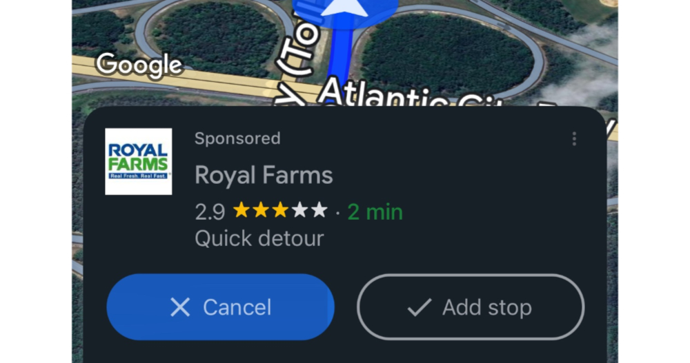 Google Maps 正測試「導航中彈出式廣告」 Google Maps 正測試「導航中彈出式廣告」