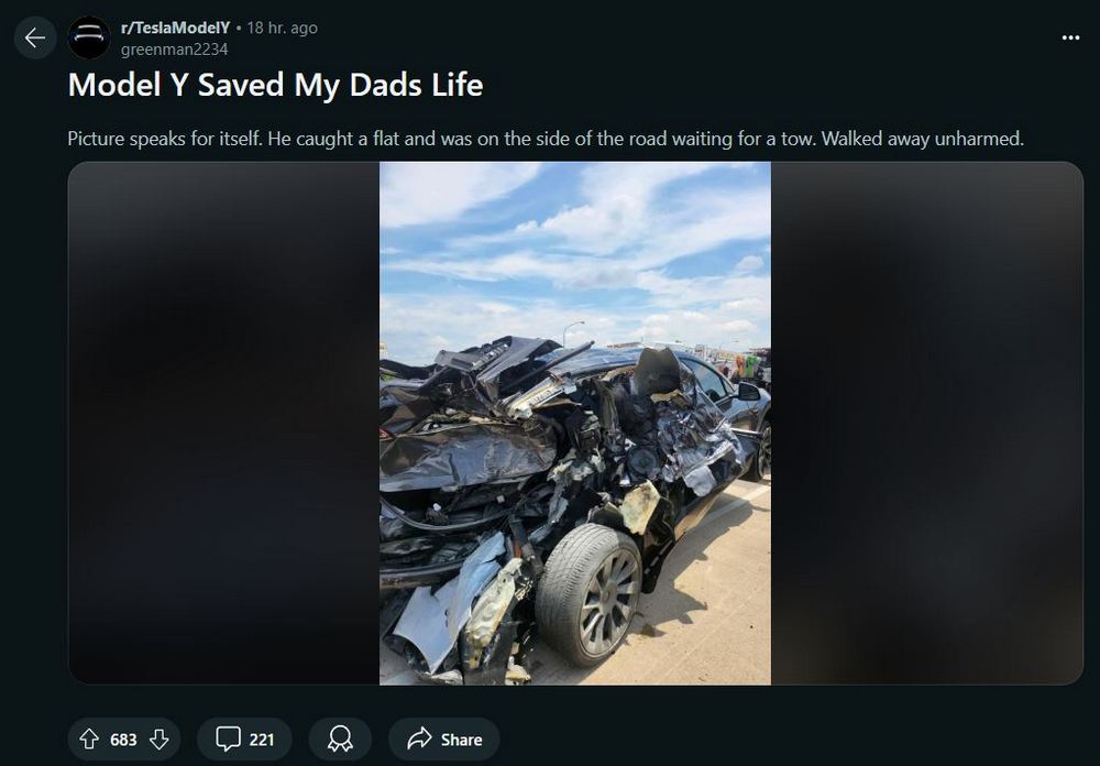 特斯拉 Model Y 再次救人一命:爆胎遭追撞車毀人沒事 - 電腦王阿達 特斯拉 Model Y 再次救人一命:爆胎遭追撞車毀人沒事 - 電腦王阿達