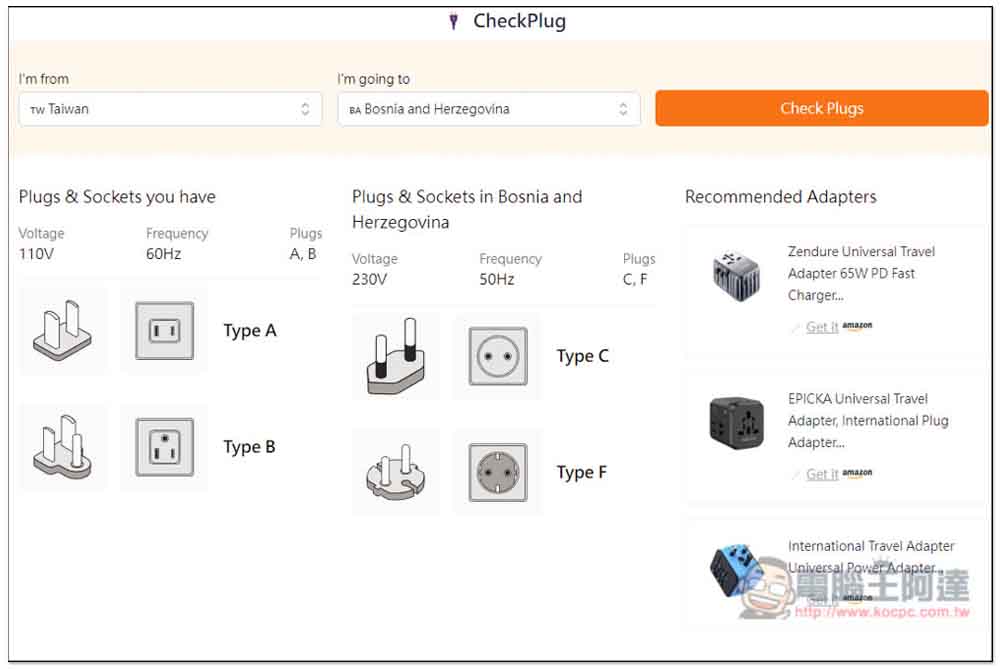 CheckPlug 快速查詢旅遊國家的插座與電壓標準、需不需要帶轉接頭 - 電腦王阿達 CheckPlug 快速查詢旅遊國家的插座與電壓標準、需不需要帶轉接頭 - 電腦王阿達