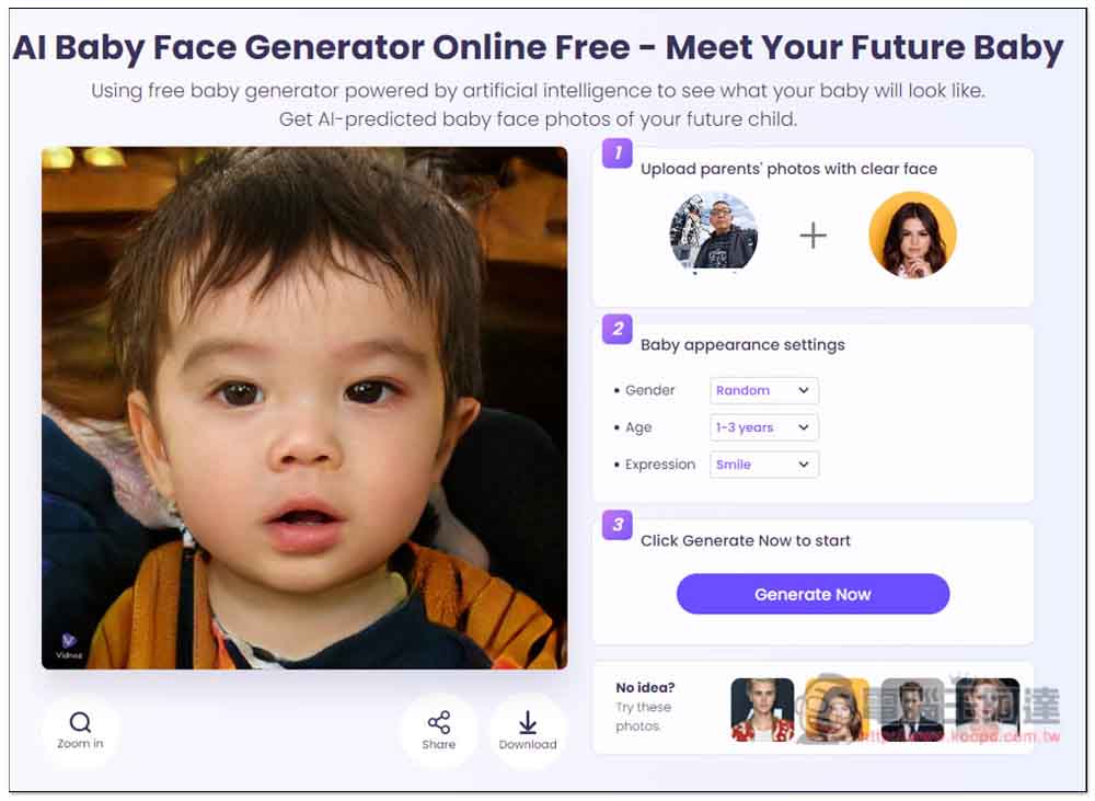 AI Baby Face 上傳雙方照片,透過 AI 生成出可能是你們小孩的模樣 - 電腦王阿達 AI Baby Face 上傳雙方照片,透過 AI 生成出可能是你們小孩的模樣 - 電腦王阿達