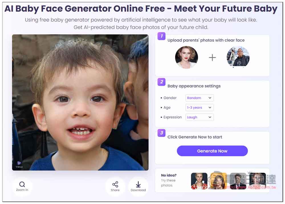 AI Baby Face 上傳雙方照片,透過 AI 生成出可能是你們小孩的模樣 - 電腦王阿達 AI Baby Face 上傳雙方照片,透過 AI 生成出可能是你們小孩的模樣 - 電腦王阿達