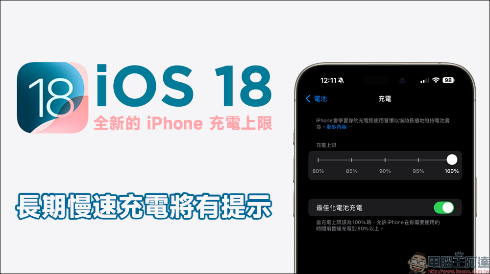 iOS 18 全新的 iPhone 充電上限要如何設定?長期慢速充電將有提示 - 電腦王阿達 iOS 18