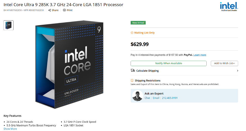Intel Core Ultra 9 285K 取得成功,在台灣、日本、美國都有多處店家缺貨 - 電腦王阿達 Intel Core Ultra 9 285K 取得成功,在台灣、日本、美國都有多處店家缺貨 - 電腦王阿達