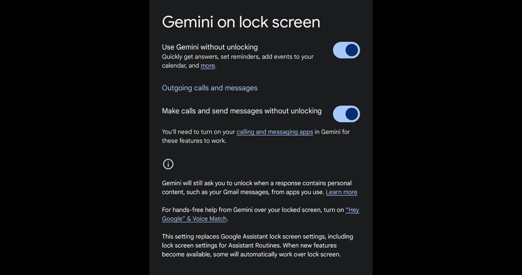 Gemini 支援鎖定螢幕直接打電話與傳訊息 Gemini 支援鎖定螢幕直接打電話與傳訊息