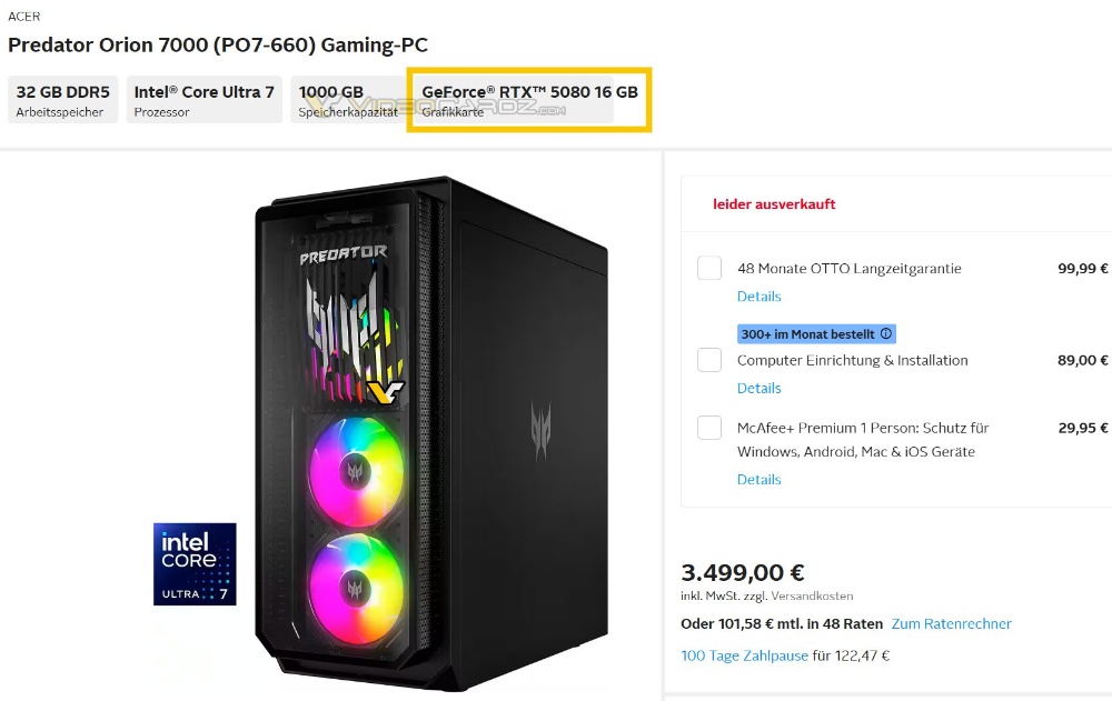 國外店家搶先列出 RTX 5090、RTX 5080 的 Acer 遊戲電腦,疑似售價現身 - 電腦王阿達 國外店家搶先列出 RTX 5090、RTX 5080 的 Acer 遊戲電腦,疑似售價現身 - 電腦王阿達