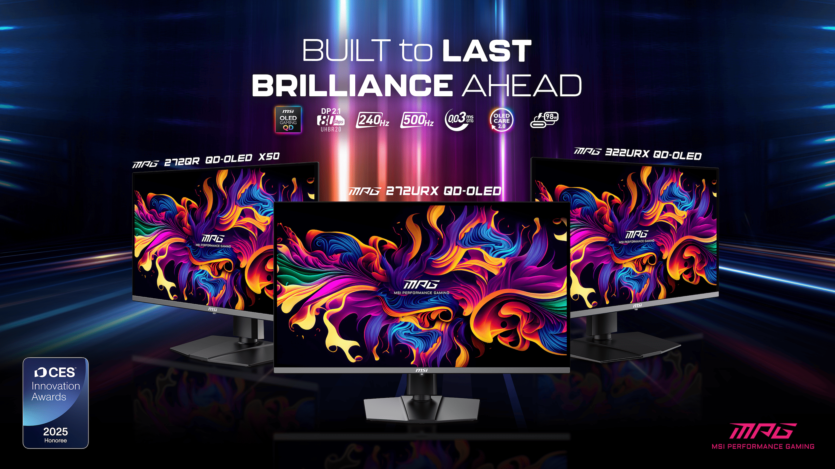 全球首發!27 吋 4K 240Hz & QHD 500Hz QD-OLED 霸氣登場 CES - 電腦王阿達 MSI (微星科技) 於CES 2025推出一系列全新電競顯示器,採用先進的AI驅動技術提升遊戲效能