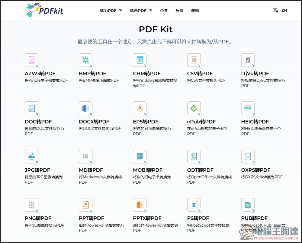 PDF Kit 支援 28 種檔案格式轉換,含電子書,還提供合併、壓縮等功能 - 電腦王阿達 PDF Kit 支援 28 種檔案格式轉換,含電子書,還提供合併、壓縮等功能 - 電腦王阿達