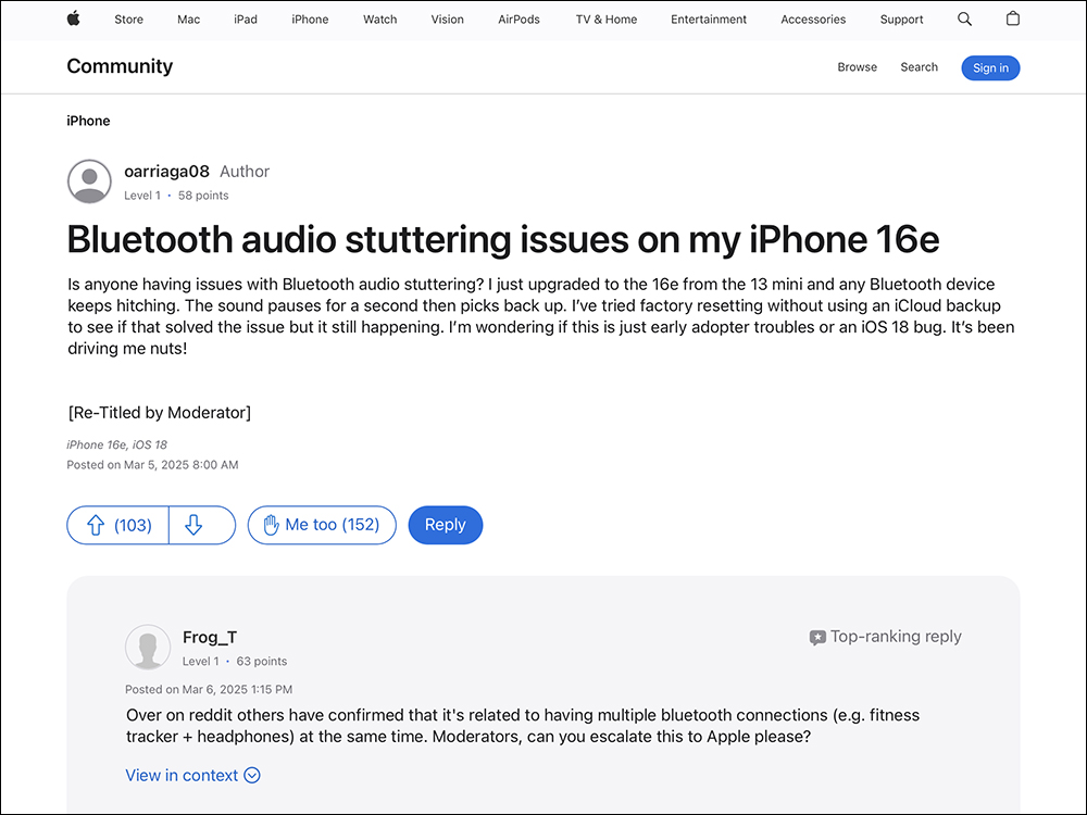 iPhone 16e 用戶反映有藍牙音訊問題,更新 iOS 18.3.2 仍未解決 - 電腦王阿達 iPhone 16e 用戶反映有藍牙音訊問題,更新 iOS 18.3.2 仍未解決 - 電腦王阿達
