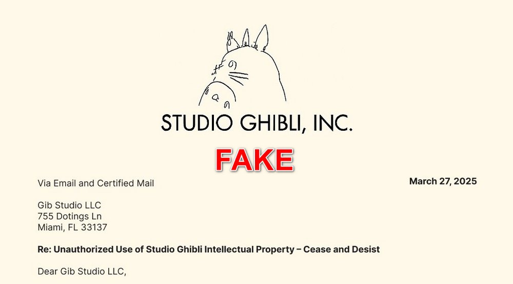 AI 生成吉卜力畫風引熱議,網傳「吉卜力警告信」聲明其實是假的! - 電腦王阿達 AI 生成吉卜力畫風引熱議,網傳「吉卜力警告信」聲明其實是假的! - 電腦王阿達