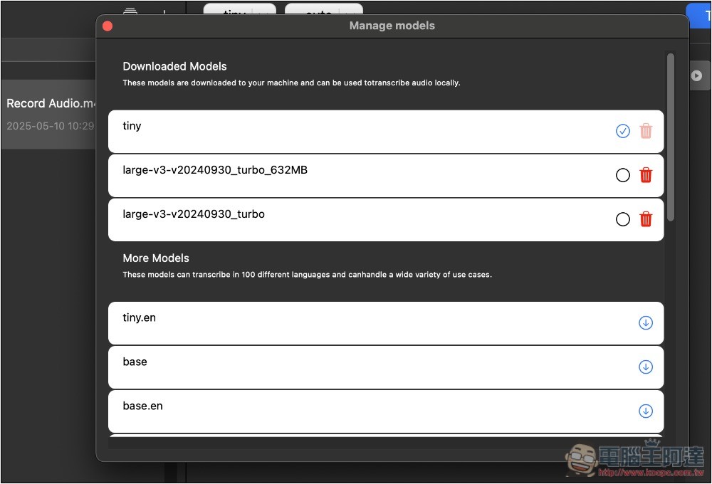 Whisper Transcription 免費 Mac AI 語音轉文字工具,支援多種模式轉換 - 電腦王阿達 Whisper Transcription 免費 Mac AI 語音轉文字工具,支援多種模式轉換 - 電腦王阿達