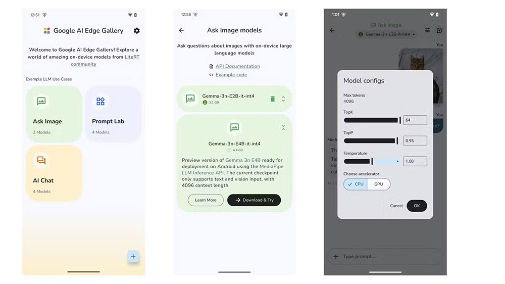 Google 推出一款可在沒有網路時運行 AI 模型的實驗性應用「AI Edge Gallery」 - 電腦王阿達 Android 地端 AI 模型