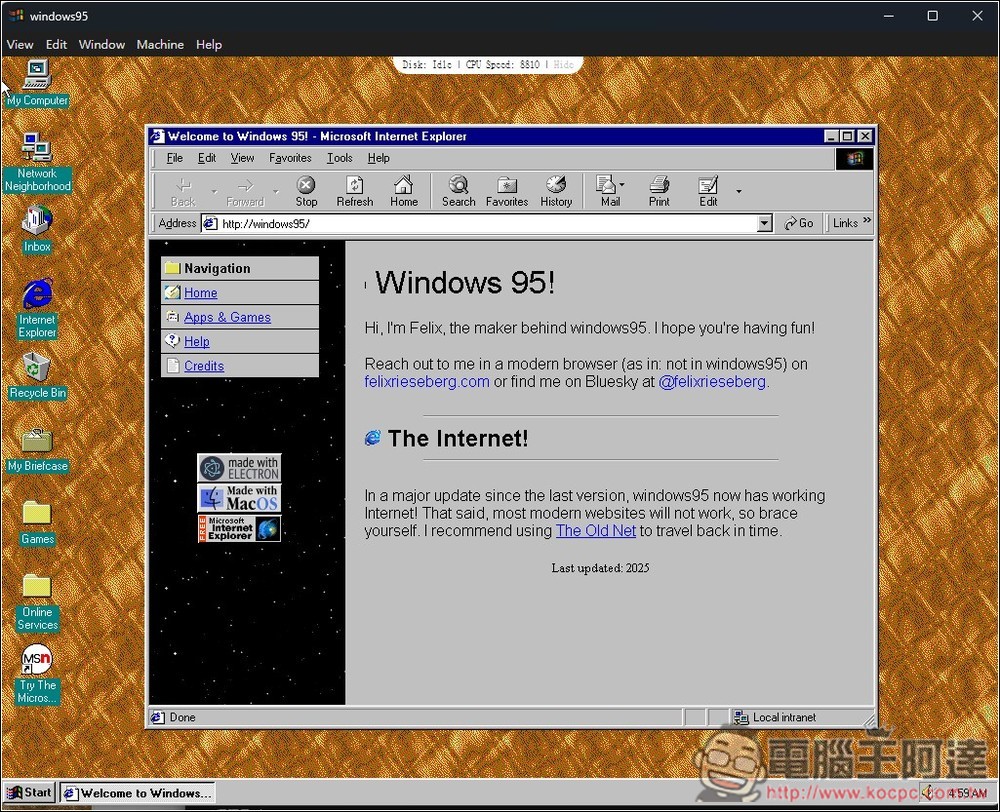 免重灌!這款免費工具讓你輕鬆回味 Windows 95,連上網都支援 - 電腦王阿達 免重灌!這款免費工具讓你輕鬆回味 Windows 95,連上網都支援 - 電腦王阿達