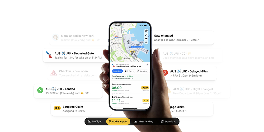 Apple 公布 iOS 26 更新版登機證支援航空名單,將率先體驗使用即時動態、機場內導航、尋找等功能 - 電腦王阿達 Flighty