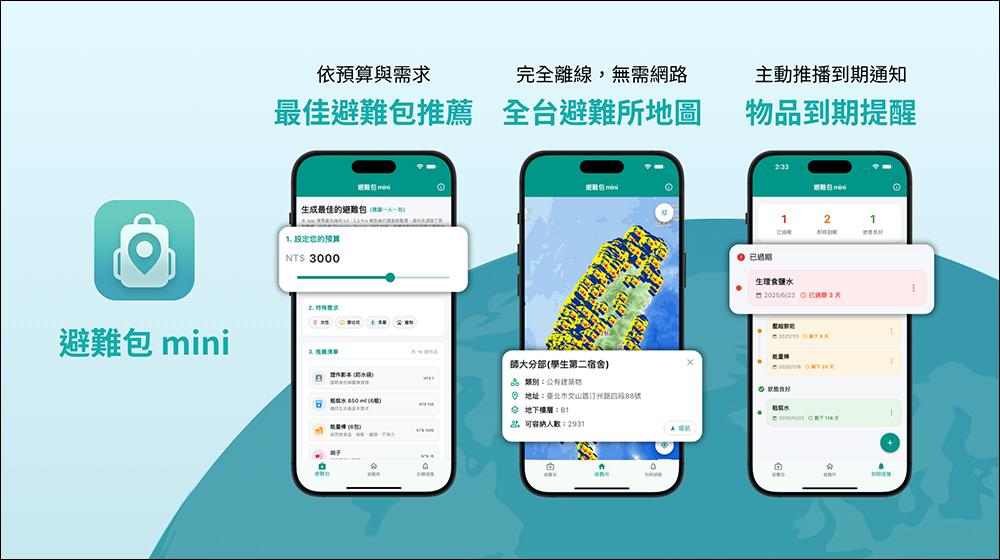 免費防災神器!避難包 mini APP 幫你 3 步驟搞定防災準備,還能離線查避難所(iOS/ Android) - 電腦王阿達 避難包 mini