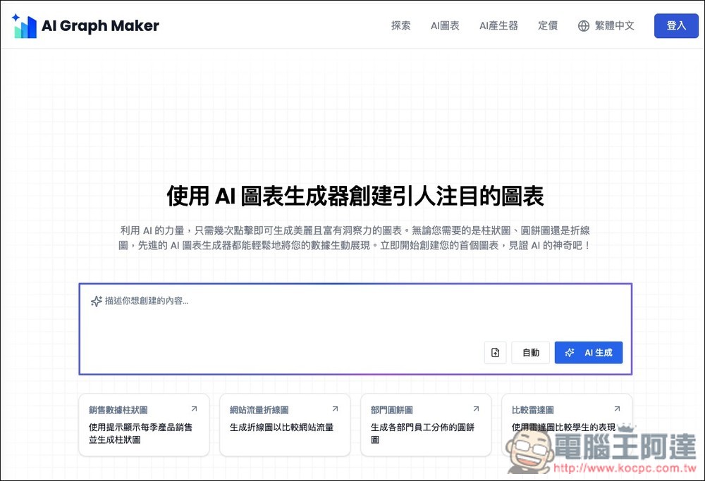 AI Graph Maker 透過 AI 自動將數據轉換為比較圖表,柱狀圖、圓餅圖、折線圖等都支援 - 電腦王阿達 AI Graph Maker 透過 AI 自動將數據轉換為比較圖表,柱狀圖、圓餅圖、折線圖等都支援 - 電腦王阿達