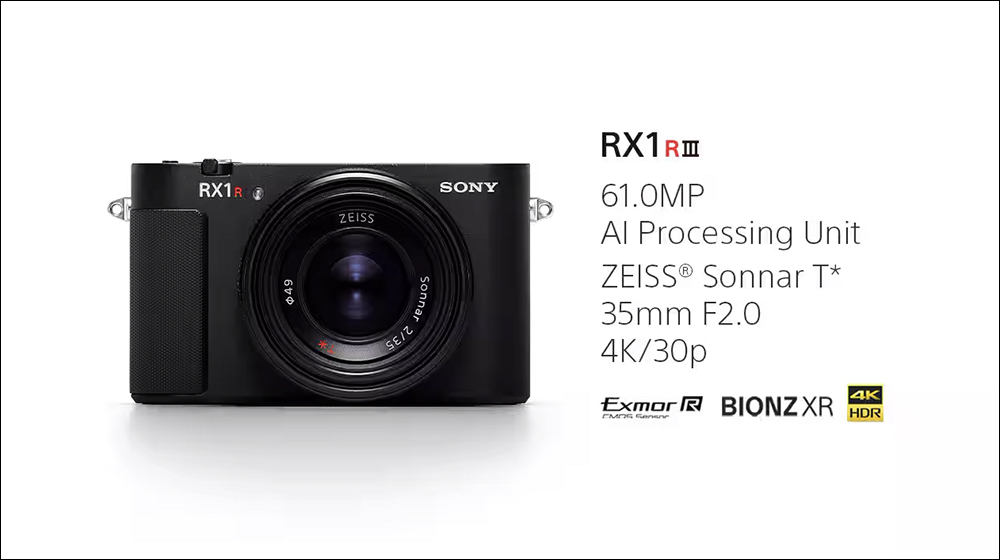 睽違十年,Sony RX1R III 全片幅隨身機突襲發表!搭載 6100 萬像素 - 電腦王阿達 Sony