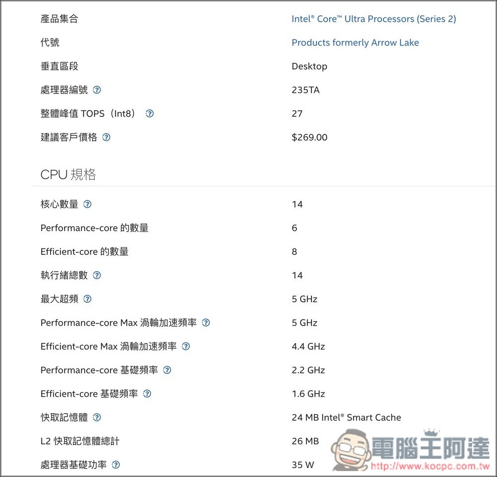 Intel 悄悄推出三款中階 Arrow Lake 系列處理器,預計於本季上市 - 電腦王阿達 Intel 悄悄推出三款中階 Arrow Lake 系列處理器,預計於本季上市 - 電腦王阿達