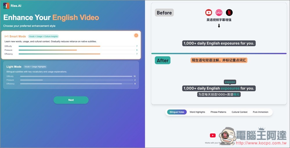 Ries.AI 利用 AI 創造外語學習的自然環境,看影片、閱讀文章時適時加強你不懂的單字 - 電腦王阿達 Ries.AI 利用 AI 創造外語學習的自然環境,看影片、閱讀文章時適時加強你不懂的單字 - 電腦王阿達