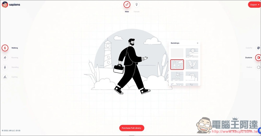Sapiens Character Builder 可製作出超過 3,000 種角色插畫的免費生成工具,髮型、臉型、服飾、背景等都能自行決定 - 電腦王阿達 Sapiens Character Builder 可製作出超過 3,000 種角色插畫的免費生成工具,髮型、臉型、服飾、背景等都能自行決定 - 電腦王阿達