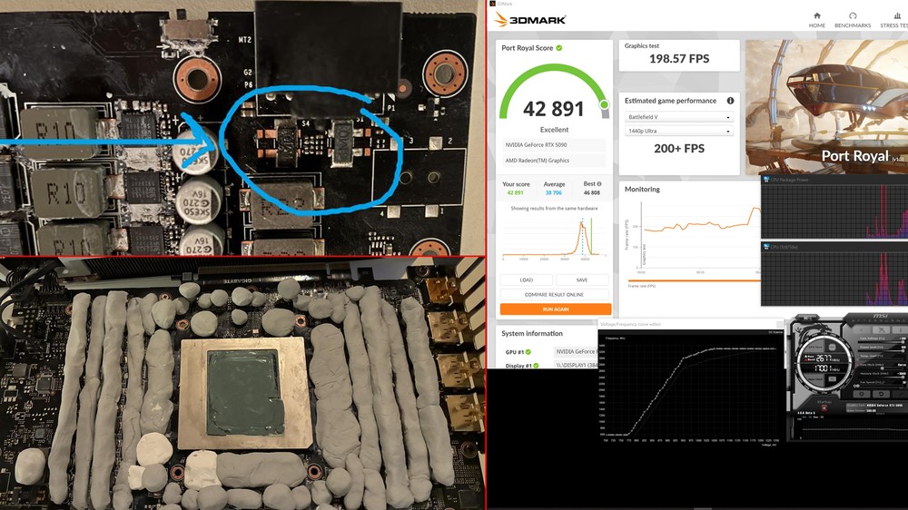 無需水冷!國外玩家透過修改 RTX 5090 分流電阻 + 風冷解鎖 1200W 功耗上限,並創下 3DMark 跑分前 10 名成績 - 電腦王阿達 無需水冷!國外玩家透過修改 RTX 5090 分流電阻 + 風冷解鎖 1200W 功耗上限,並創下 3DMark 跑分前 10 名成績 - 電腦王阿達