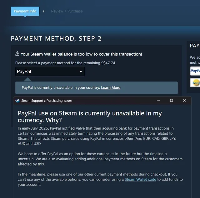 多位玩家碰到 Steam 無法用 PayPal 付款,官方表示現在只接受 6 種貨幣 - 電腦王阿達 多位玩家碰到 Steam 無法用 PayPal 付款,官方表示現在只接受 6 種貨幣 - 電腦王阿達