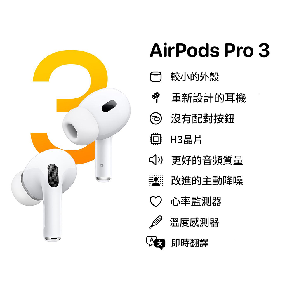 AirPods Pro 3 傳將首次導入體溫監測功能,但即時語音翻譯功能將延後上線(同場加映:全新充電盒曝光,與前代不可共用) - 電腦王阿達 AirPods Pro 3