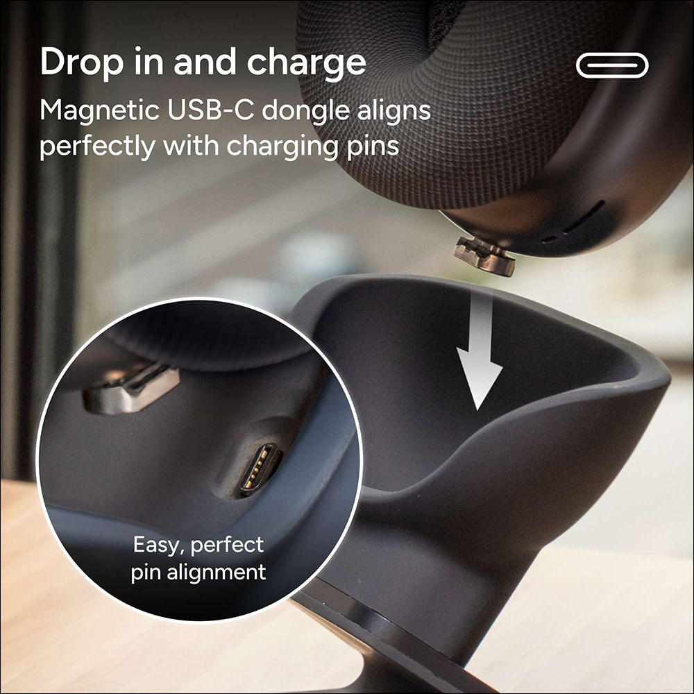 AirPods Max 終於能無線充電!Mophie 推出 AirPods 專用二合一充電支架,充電、收納一次搞定 - 電腦王阿達 AirPods