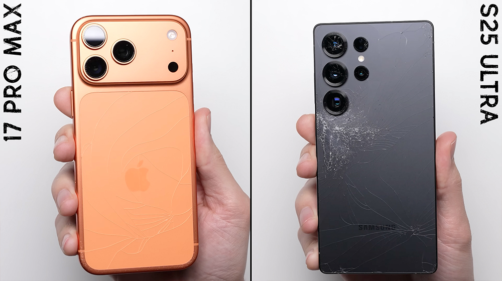 iPhone 17 Pro Max vs Galaxy S25 Ultra 跌落測試!誰才是真正的耐摔王? - 電腦王阿達 iPhone 17 Pro Max