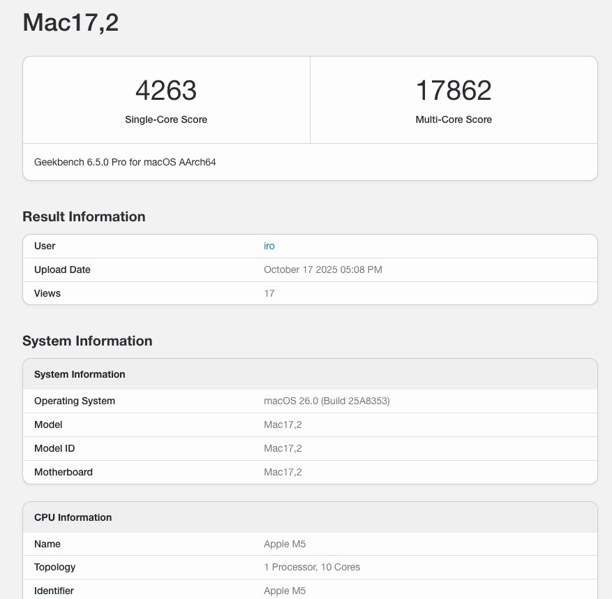 同為 10 核心的 M5 iPad Pro 和 MacBook Pro,跑分顯示 MBP 效能領先 9%,單核時脈也更高 - 電腦王阿達 同為 10 核心的 M5 iPad Pro 和 MacBook Pro,跑分顯示 MBP 效能領先 9%,單核時脈也更高 - 電腦王阿達