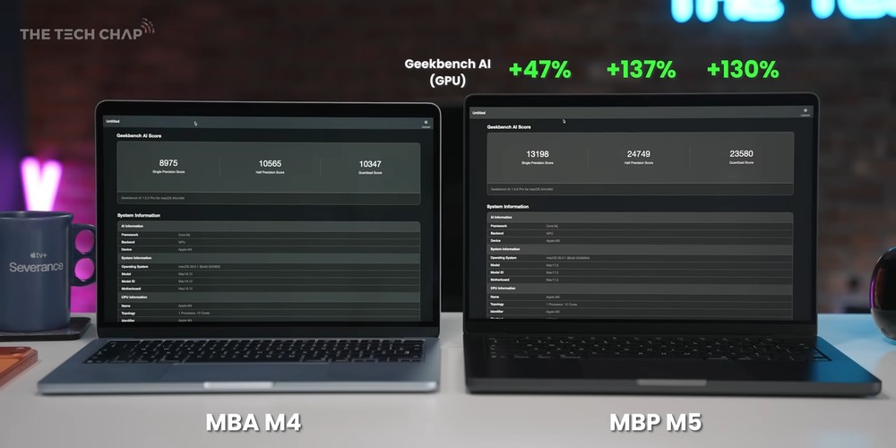 實測顯示 M5 MacBook Pro 的 GPU 光追效能比 M4 快超過 200%,AI 運算也大幅提升 - 電腦王阿達 實測顯示 M5 MacBook Pro 的 GPU 光追效能比 M4 快超過 200%,AI 運算也大幅提升 - 電腦王阿達
