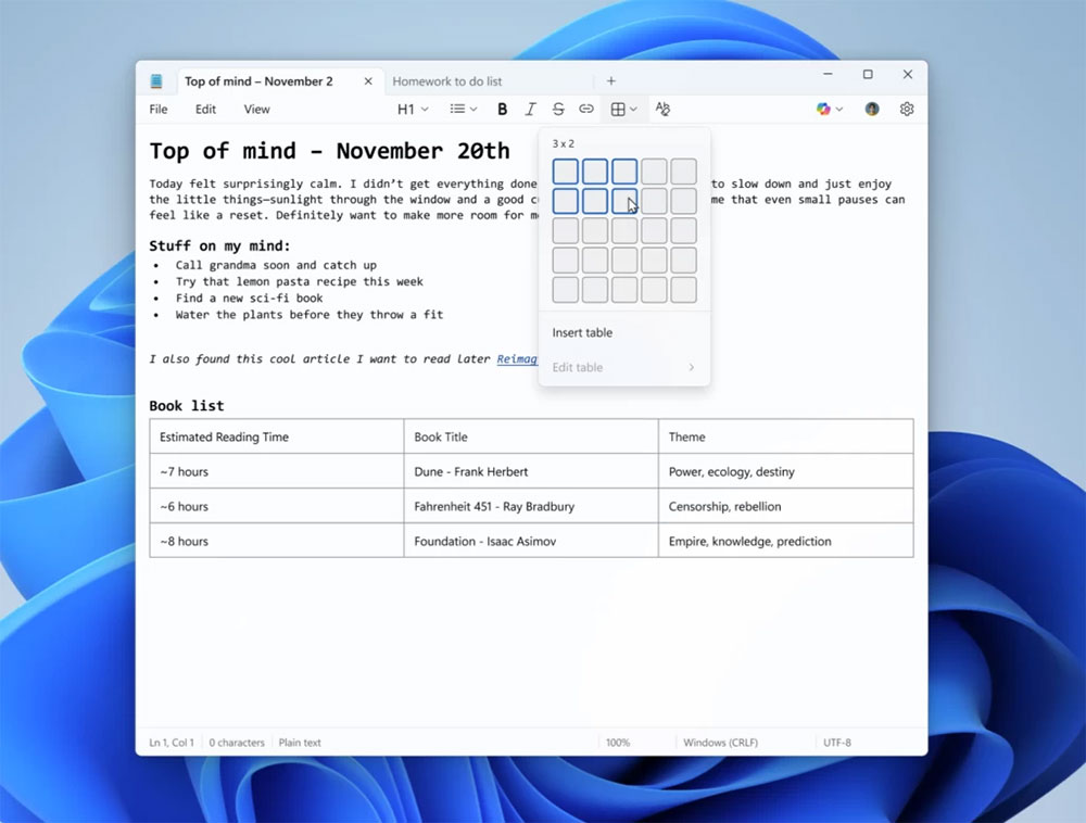 現在 Windows 11 NotePad 記事本裡面可以建立表格了 - 電腦王阿達 現在 Windows 11 NotePad 記事本裡面可以建立表格了 - 電腦王阿達