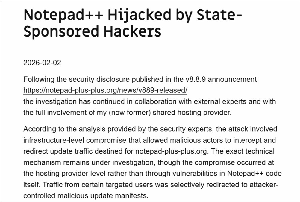 知名開源軟體 Notepad++ 遭中國國家級駭客劫持長達六個月:規模堪比 SolarWinds 事件 - 電腦王阿達 知名開源軟體 Notepad++ 遭中國國家級駭客劫持長達六個月:規模堪比 SolarWinds 事件 - 電腦王阿達