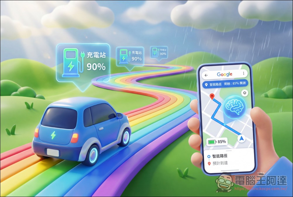 Google Maps 全新功能!AI 驅動的電動車充電預測功能登陸 Android Auto,支援 350+ 車型 - 電腦王阿達 Google Maps 全新功能!AI 驅動的電動車充電預測功能登陸 Android Auto,支援 350+ 車型 - 電腦王阿達