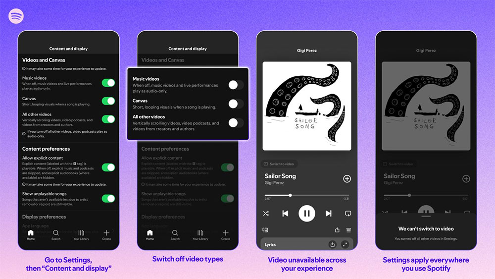 Spotify 終於允許用戶關閉平台上所有影片內容了 - 電腦王阿達 Spotify 終於允許用戶關閉平台上所有影片內容了 - 電腦王阿達