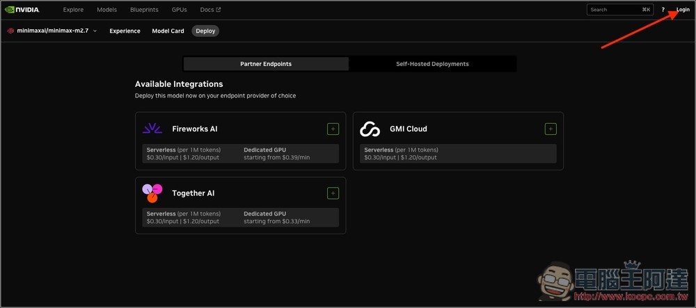 NVIDIA API 讓你完全免費呼叫 Minimax M2.7、DeepSeek V4 模型,也能用在 OpenClaw 與 Hermes - 電腦王阿達 NVIDIA API 讓你完全免費呼叫 Minimax M2.7、DeepSeek V4 模型,也能用在 OpenClaw 與 Hermes - 電腦王阿達