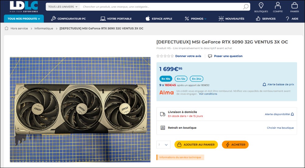 連壞卡都敢賣?法國零售商開賣故障 RTX 5090,半價 5.5 萬元還不退不換 - 電腦王阿達 連壞卡都敢賣?法國零售商開賣故障 RTX 5090,半價 5.5 萬元還不退不換 - 電腦王阿達