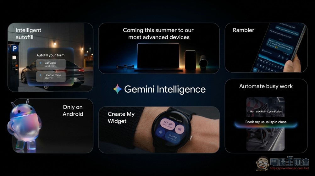 Google 發表 Android Gemini Intelligence,AI 助手幫你訂餐、填表、生成桌面小工具 - 電腦王阿達 Google 發表 Android Gemini Intelligence,AI 助手幫你訂餐、填表、生成桌面小工具 - 電腦王阿達