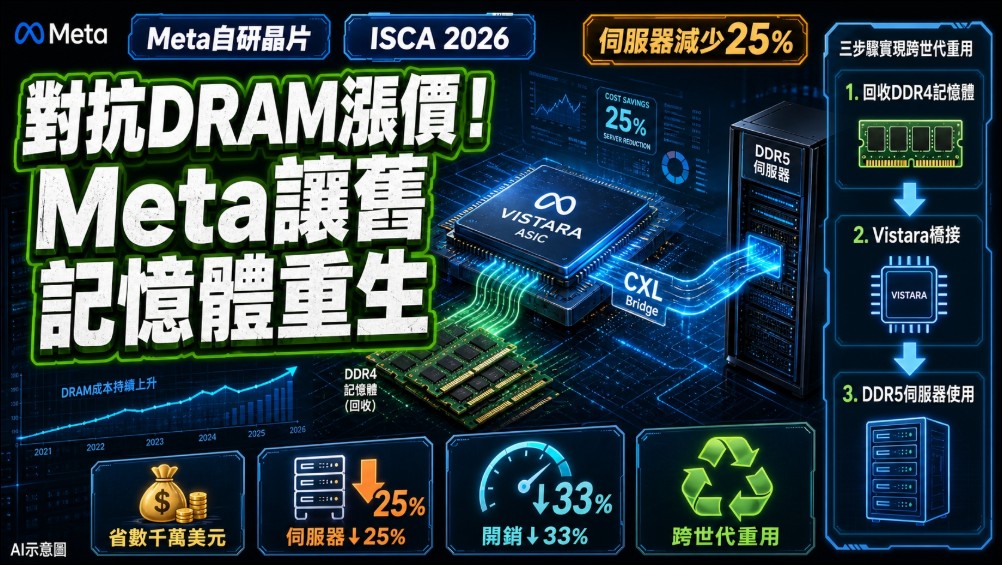 DDR4 當 DDR5 用!Meta 發表自研 Vistara 晶片,回收舊記憶體省下數千萬美元 - 電腦王阿達 DDR4 當 DDR5 用!Meta 發表自研 Vistara 晶片,回收舊記憶體省下數千萬美元 - 電腦王阿達
