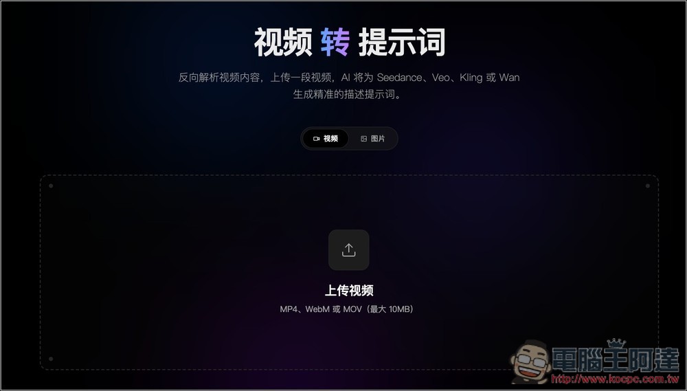 VideoToPrompt 透過 AI 引擎將影片、圖片轉成提示詞的免費工具,還不用註冊就能用 - 電腦王阿達 VideoToPrompt 透過 AI 引擎將影片、圖片轉成提示詞的免費工具,還不用註冊就能用 - 電腦王阿達