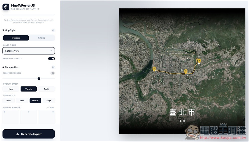 MapToPoster JS 一鍵生成自訂路線的高質感地圖海報,把你的旅行軌跡變成藝術品 - 電腦王阿達 MapToPoster JS 一鍵生成自訂路線的高質感地圖海報,把你的旅行軌跡變成藝術品 - 電腦王阿達