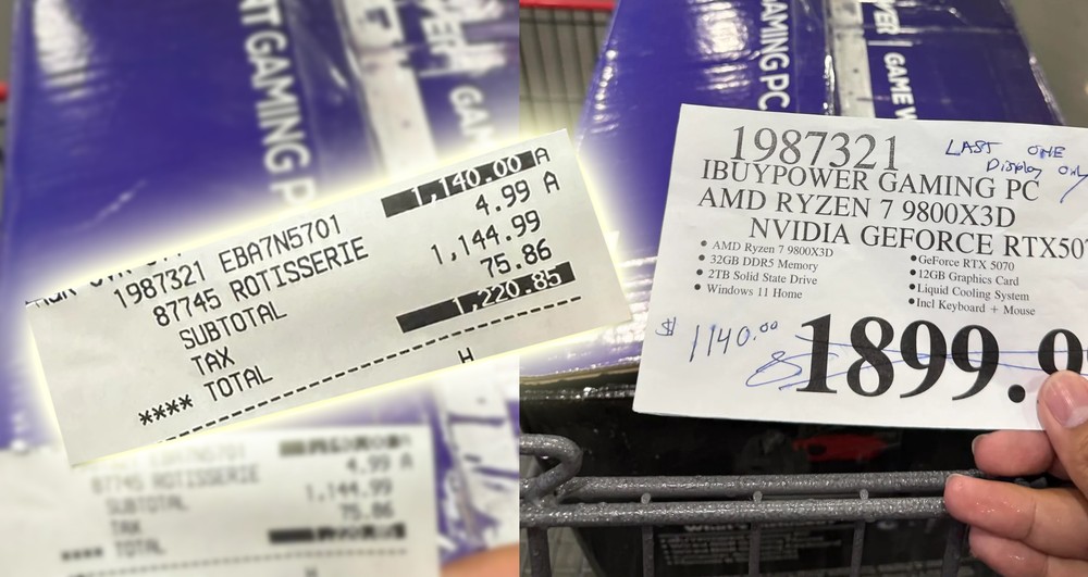 好香!國外網友在 Costco 以不到 4 萬台幣買到 Ryzen 9800X3D + RTX 5070 遊戲電腦,還配備 32GB DDR5 - 電腦王阿達 好香!國外網友在 Costco 以不到 4 萬台幣買到 Ryzen 9800X3D + RTX 5070 遊戲電腦,還配備 32GB DDR5 - 電腦王阿達