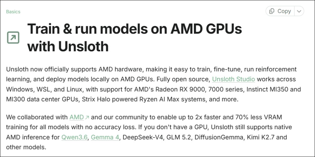 Unsloth 正式支援 AMD GPU:AI 訓練速度提升 2 倍、VRAM 使用減少 70%,3 GB 就能微調 LLM - 電腦王阿達 Unsloth 正式支援 AMD GPU:AI 訓練速度提升 2 倍、VRAM 使用減少 70%,3 GB 就能微調 LLM - 電腦王阿達