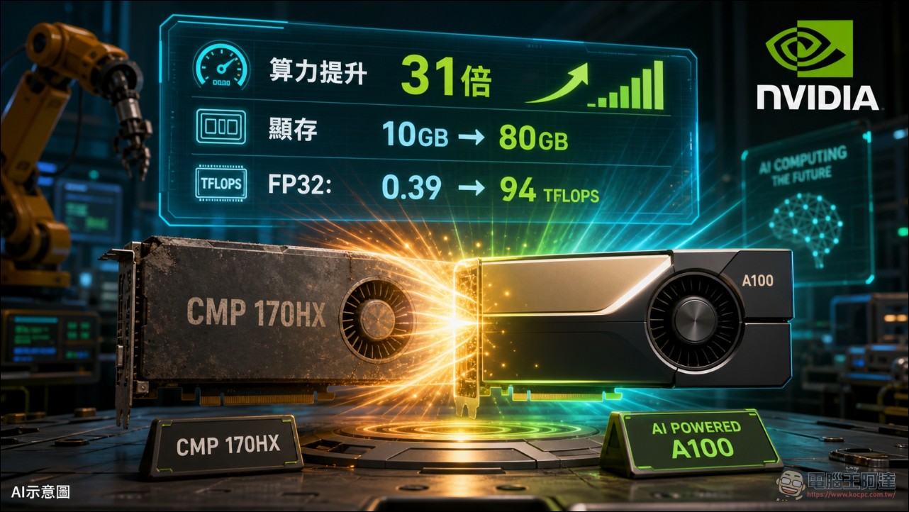 最超值魔改 AI 卡現身!NVIDIA CMP 170HX 礦卡遭破解,最高可解鎖 80GB 顯存、算力提升31倍 - 電腦王阿達 最超值魔改 AI 卡現身!NVIDIA CMP 170HX 礦卡遭破解,最高可解鎖 80GB 顯存、算力提升31倍 - 電腦王阿達