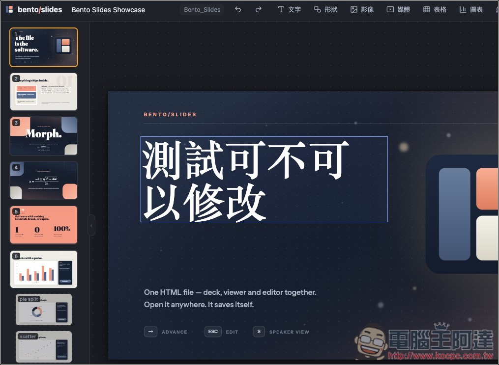 Bento Slides 簡報就是單一 HTML 檔,可直接打開編輯、播放,甚至讓 AI 製作簡報 - 電腦王阿達 Bento Slides 簡報就是單一 HTML 檔,可直接打開編輯、播放,甚至讓 AI 製作簡報 - 電腦王阿達