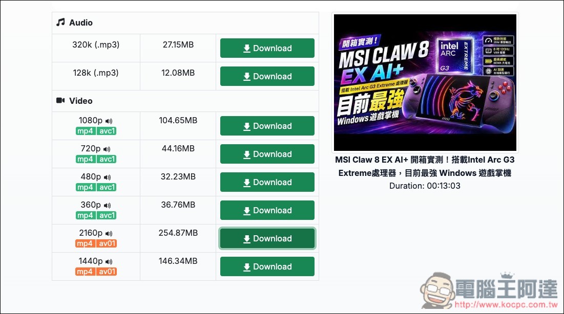 yt1ss.pro 免費無廣告的 YouTube 影片下載工具,貼上網址就能下載 4K MP4、MP3 - 電腦王阿達 yt1ss.pro 免費無廣告的 YouTube 影片下載工具,貼上網址就能下載 4K MP4、MP3 - 電腦王阿達