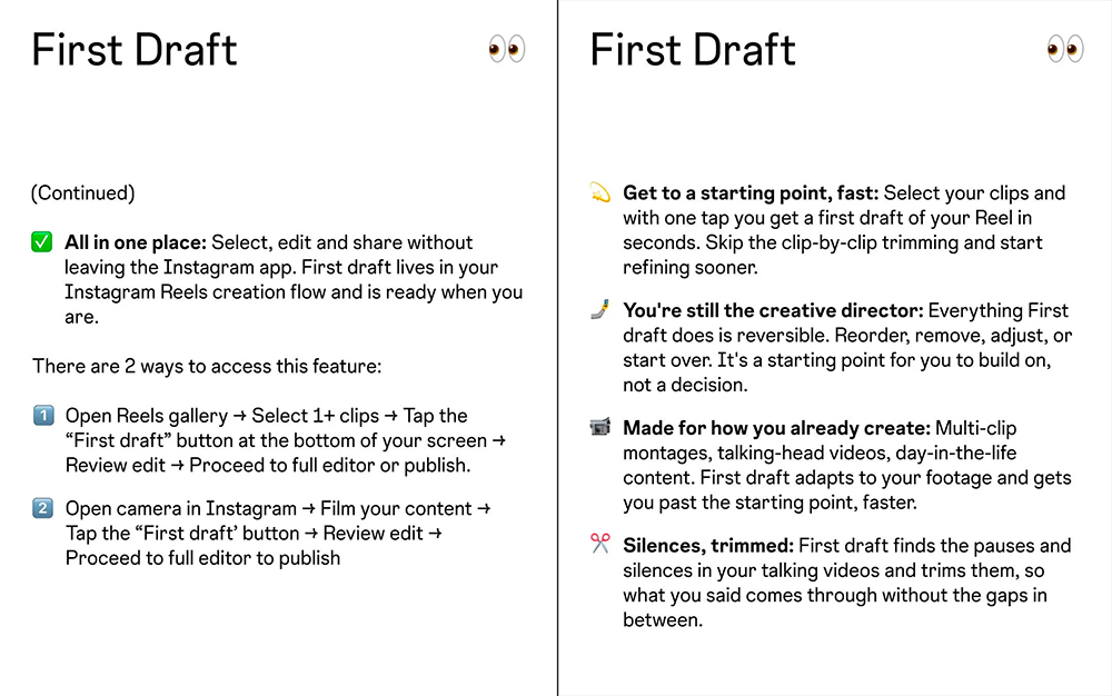 Instagram 新編輯工具「First Draft」簡化編輯 Reels 影片的繁瑣工序 - 電腦王阿達 Instagram 新編輯工具「First Draft」簡化編輯 Reels 影片的繁瑣工序 - 電腦王阿達