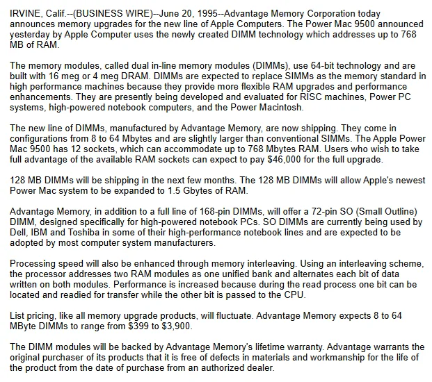 嫌記憶體太貴?1995 年 1GB RAM 要價超過 200 萬台幣,價格堪比一棟房 - 電腦王阿達 嫌記憶體太貴?1995 年 1GB RAM 要價超過 200 萬台幣,價格堪比一棟房 - 電腦王阿達
