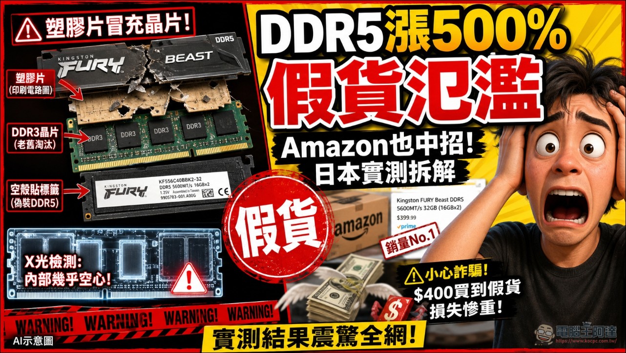 小心被騙!DDR5 記憶體假貨橫行:DDR4 晶片、塑膠板、甚至 DDR2 都拿來騙 - 電腦王阿達 小心被騙!DDR5 記憶體假貨橫行:DDR4 晶片、塑膠板、甚至 DDR2 都拿來騙 - 電腦王阿達