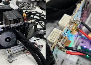 電源接口物理級防燒！巴西超頻團隊 TecLab 魔改 RTX 5090：16-pin 供電直接焊死在 PCB 上
